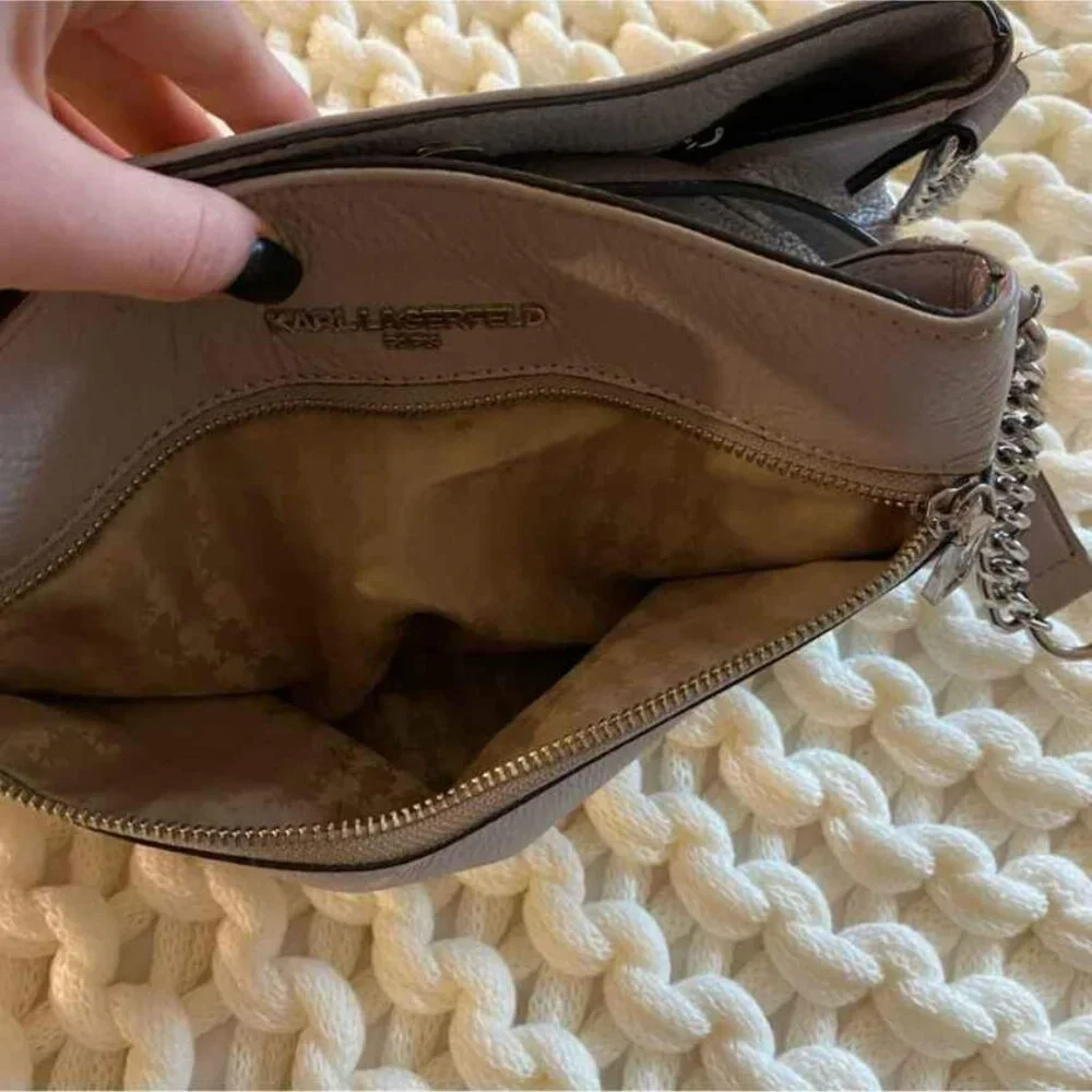 KARL LAGERFELD MAKE OFFER!!! Paris Bouquet Triple Entry Leather Tote Storm Cloud - Picture 3 of 10